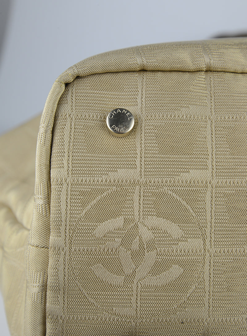Chanel Beige Fabric Shopper Tote Bag - Luxury Designer Handbag for Women, Perfect for Shopping, Work & Travel