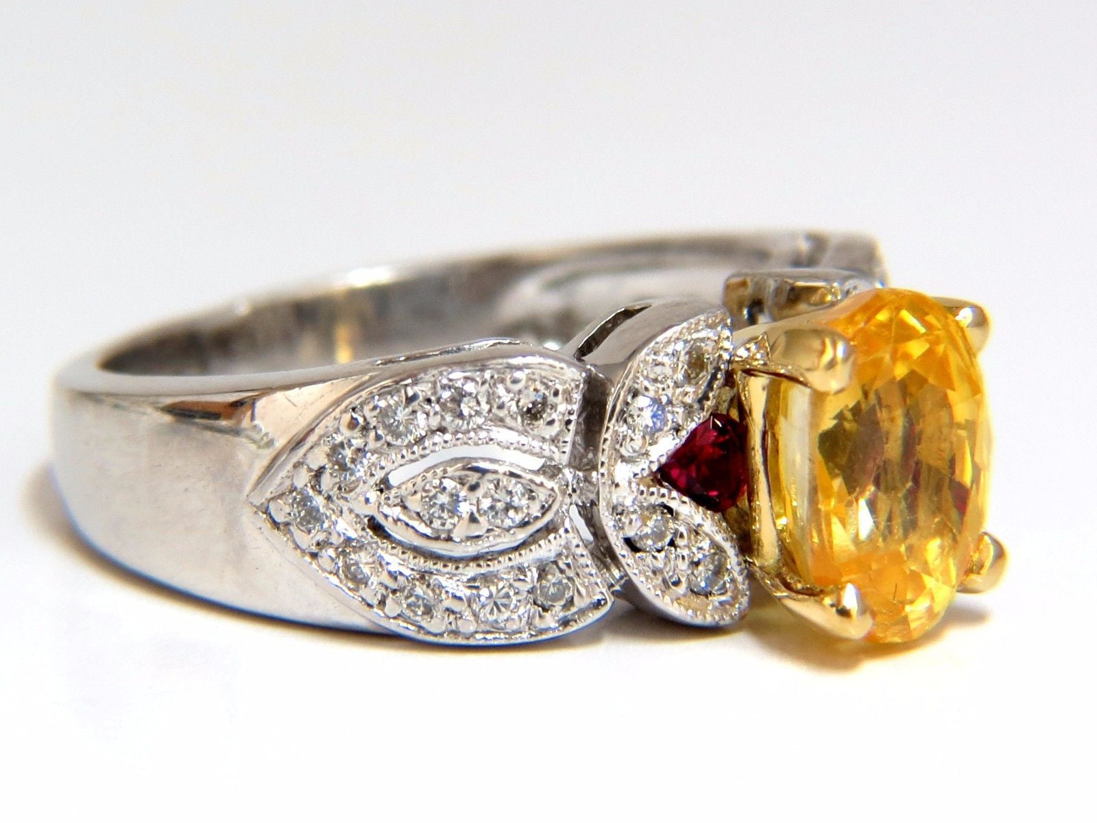3.28 Carat Natural Yellow Sapphire Diamond Ring in Platinum - Elegant Engagement & Wedding Jewelry for Women
