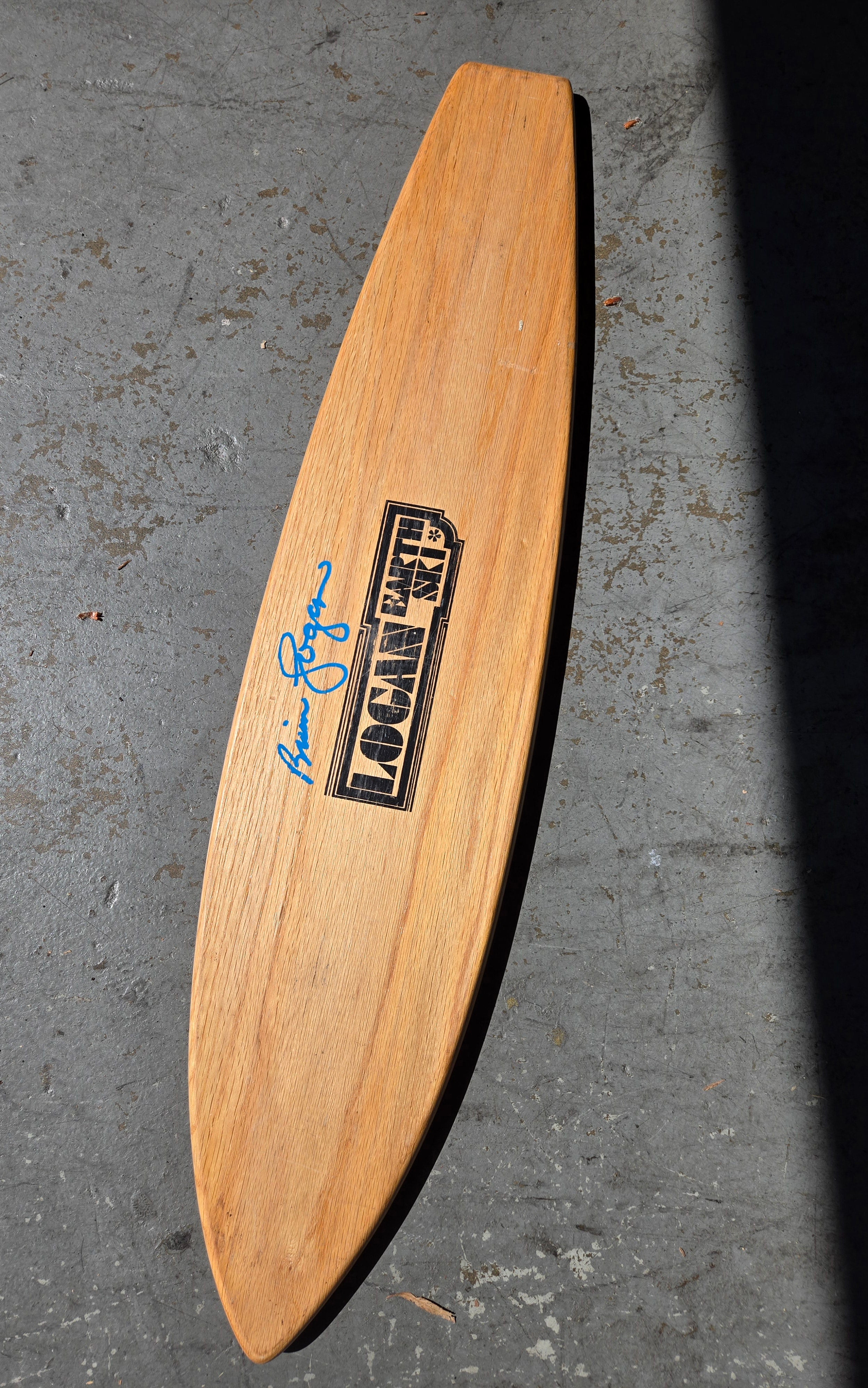 Vintage 1970s Logan Earth Ski Skateboard Deck - Signed by Brian Logan, Flat Tail Oak Design | Perfect for Collectors and Retro Skateboarding Enthusiasts
