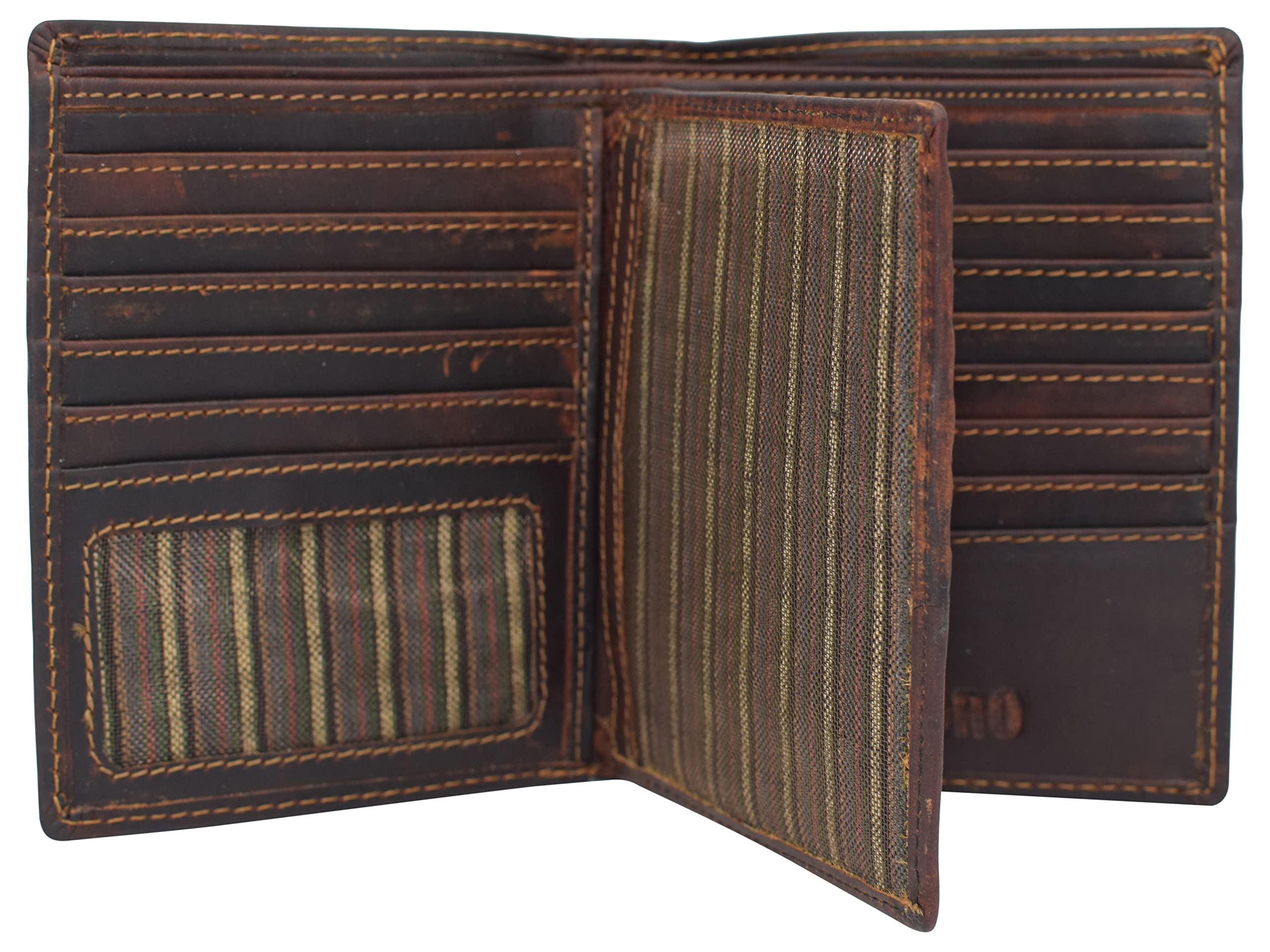 MARSHAL Bifold Genuine Leather RFID Blocking Wallet For Men - Slim Card Holder with 2 Bill Compartments & ID Window - Premium Brown Leather Wallet for Cash, Credit Cards & Travel - Perfect for Business, Everyday Use & Gifts