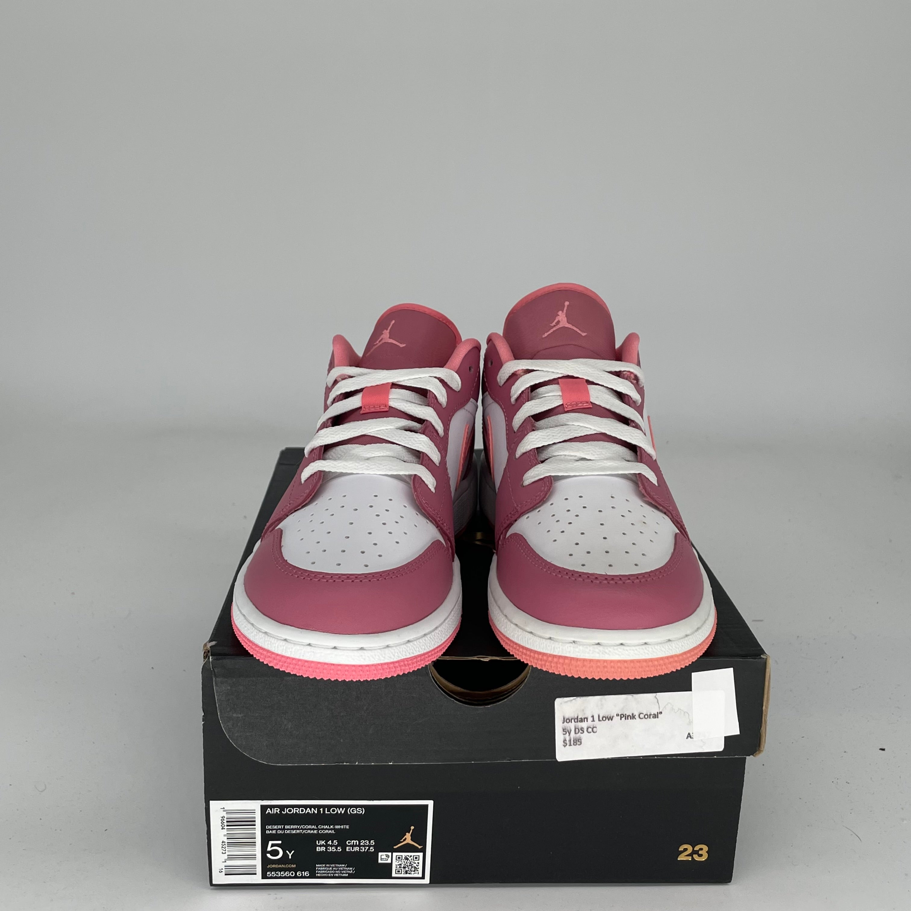 AIR JORDAN 1 LOW DESERT BERRY SIZE 5Y (553560-616) - Women's Sneakers for Casual Wear, Street Style & Basketball Fans
