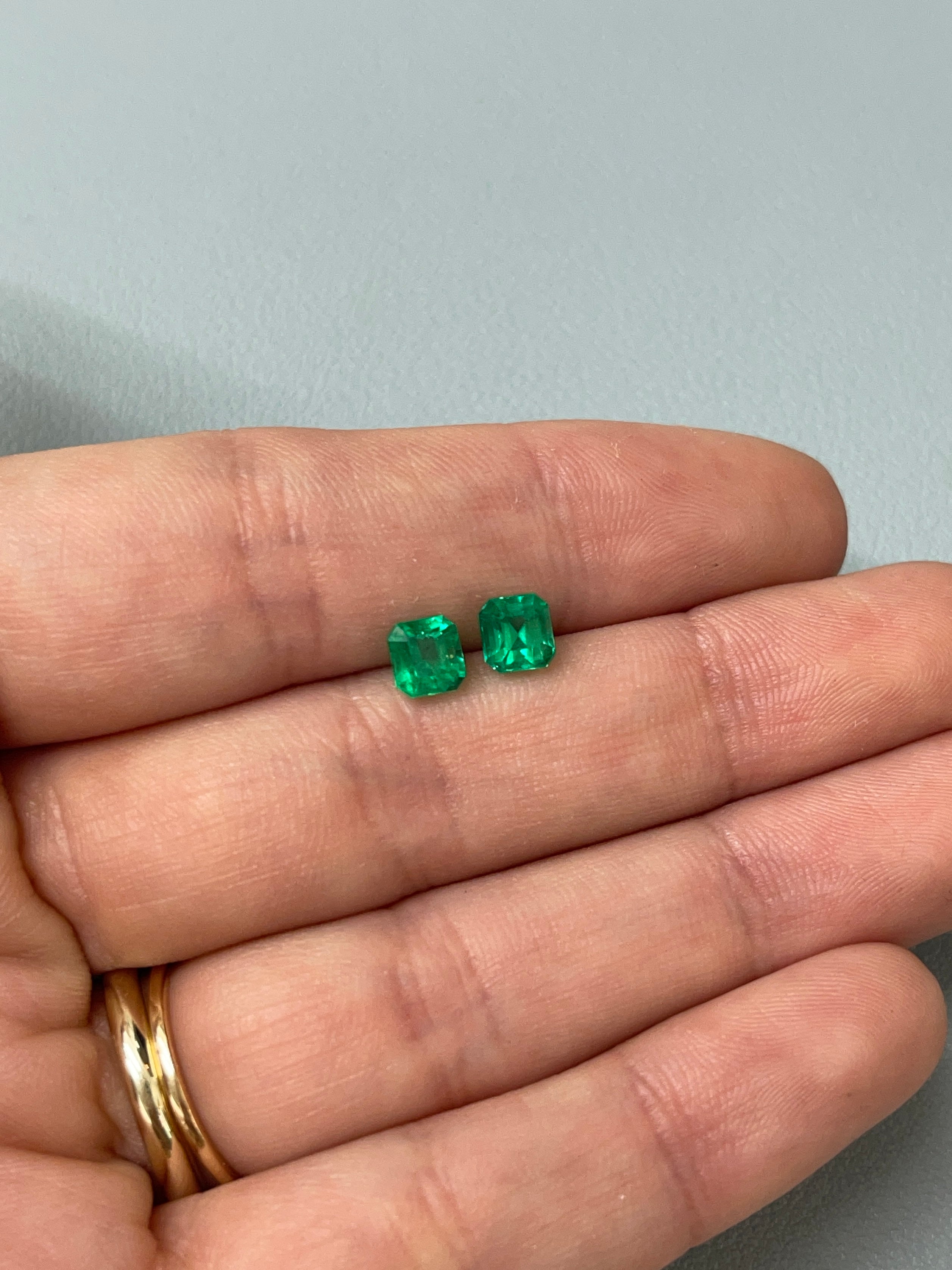 1.63tcw 5.5x5 AAA+ Matching Muzo Green Loose Colombian Emeralds Asscher Cut - Premium Gemstones for Jewelry Making, Engagement Rings & Luxury Gifts