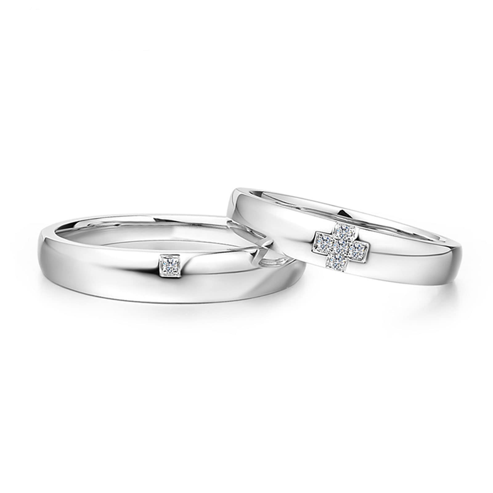 Diamond Matching Couples Rings for Him & Her - Sterling Silver/10K/14K/18K Wedding Promise Rings with Free Engraving | Perfect for Anniversaries, Proposals & Romantic Gifts