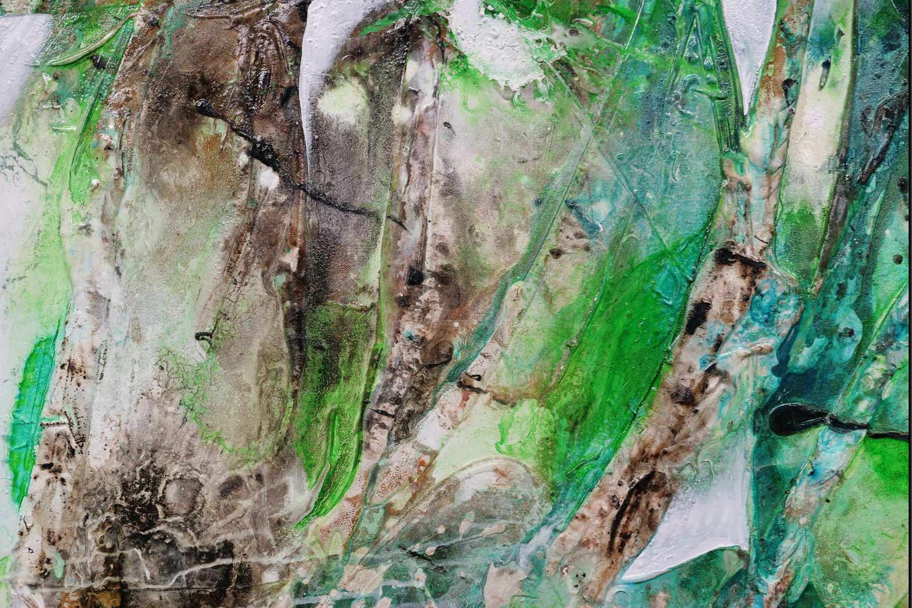 Palm Springs Bling 160cm x 100cm Green Rust Textured Abstract Canvas Art - Modern Wall Decor for Living Room, Bedroom & Office