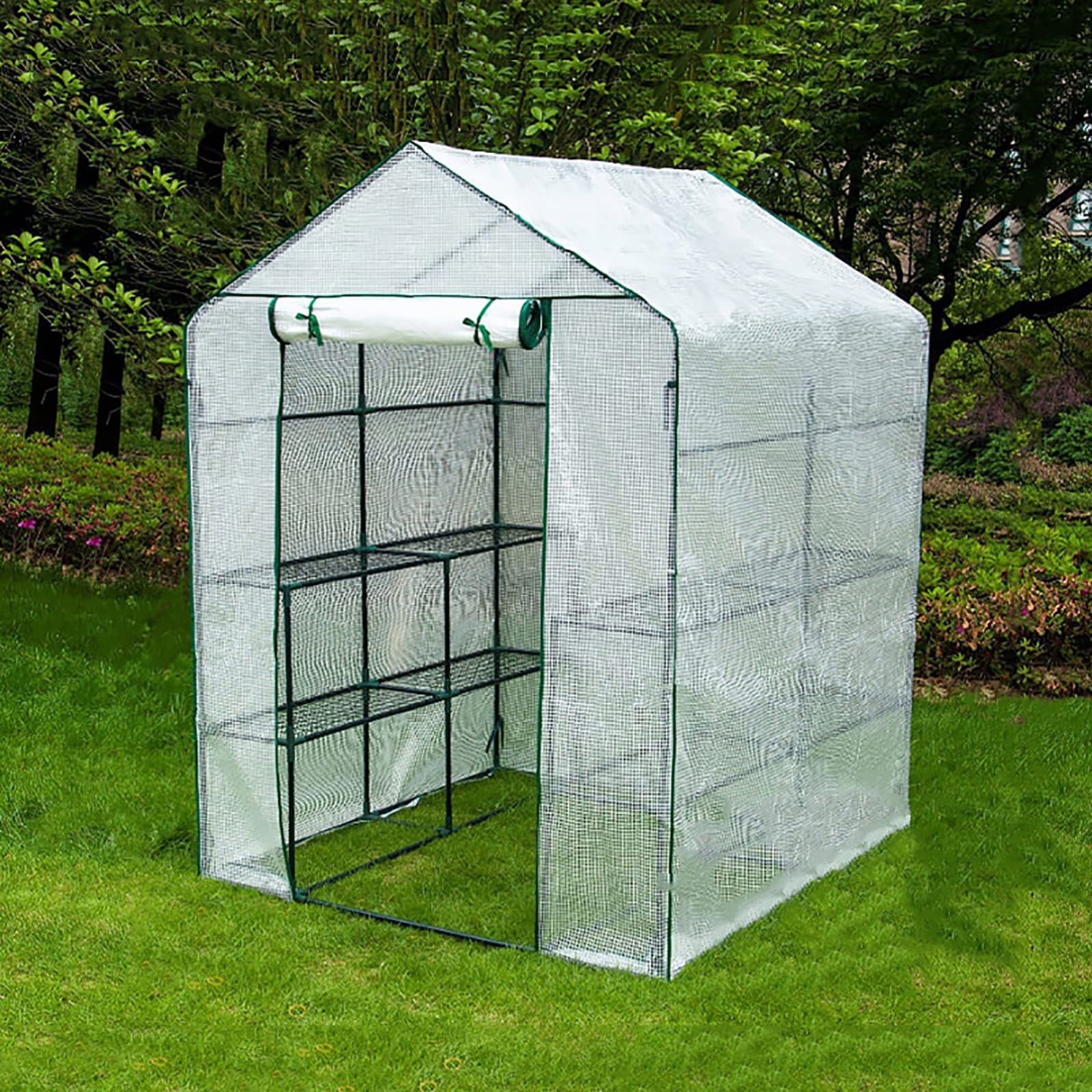 JQBFPL Walk-in Greenhouse with Observation Windows & Durable PE Cover - 143X143X195CM Outdoor Plant Gardening Greenhouse for Vegetables, Flowers & Seedlings - Perfect for Backyard, Patio & Garden Protection