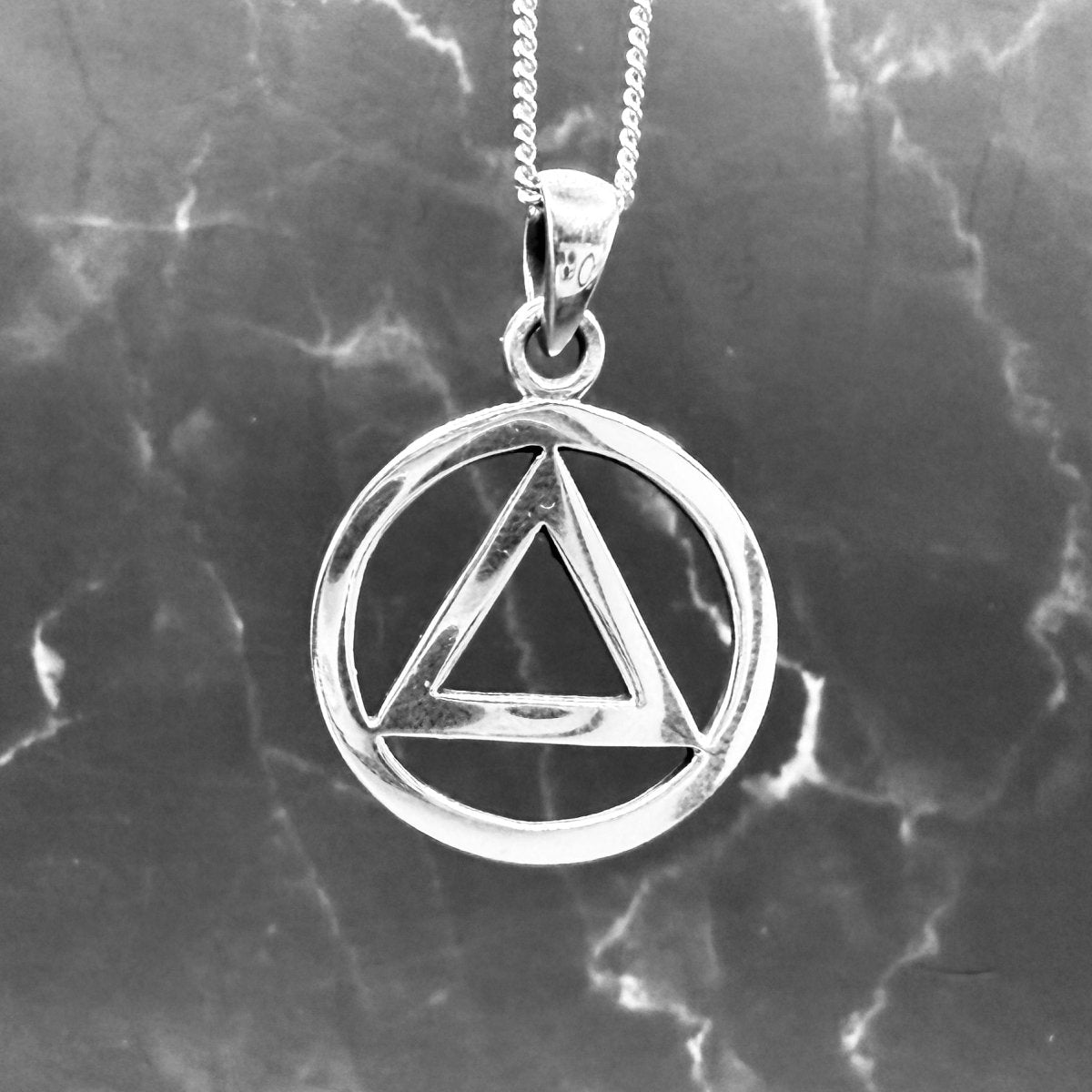 Serenity Circle A.A. Symbol Sterling Silver Pendant - Sobervation Collection | Alcoholics Anonymous Jewelry for Recovery & Sobriety Gifts | Perfect for 12-Step Meetings & Milestone Celebrations