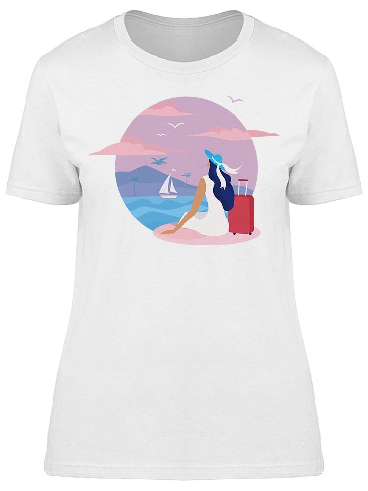 Women's Island Landscape Graphic Tee - Stylish Casual T-Shirt for Travel, Beach & Summer Outfits