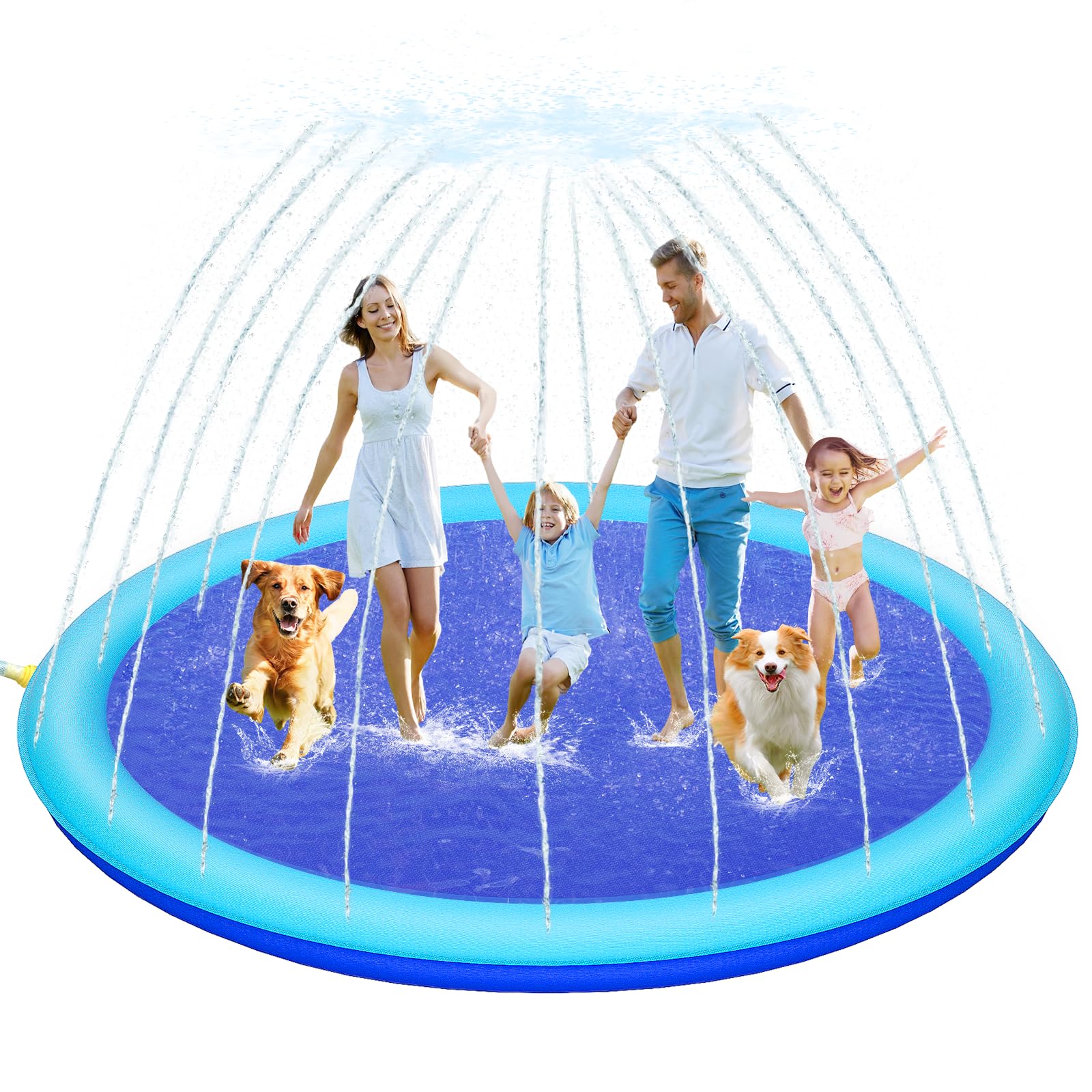118'' Giant Splash Pad for Kids & Dogs - Non-Slip Sprinkler Play Mat for Outdoor Water Fun | Large Durable Pool Mat for Toddlers & Pets | Easy to Clean & Set Up | Perfect for Backyard, Park & Summer Parties