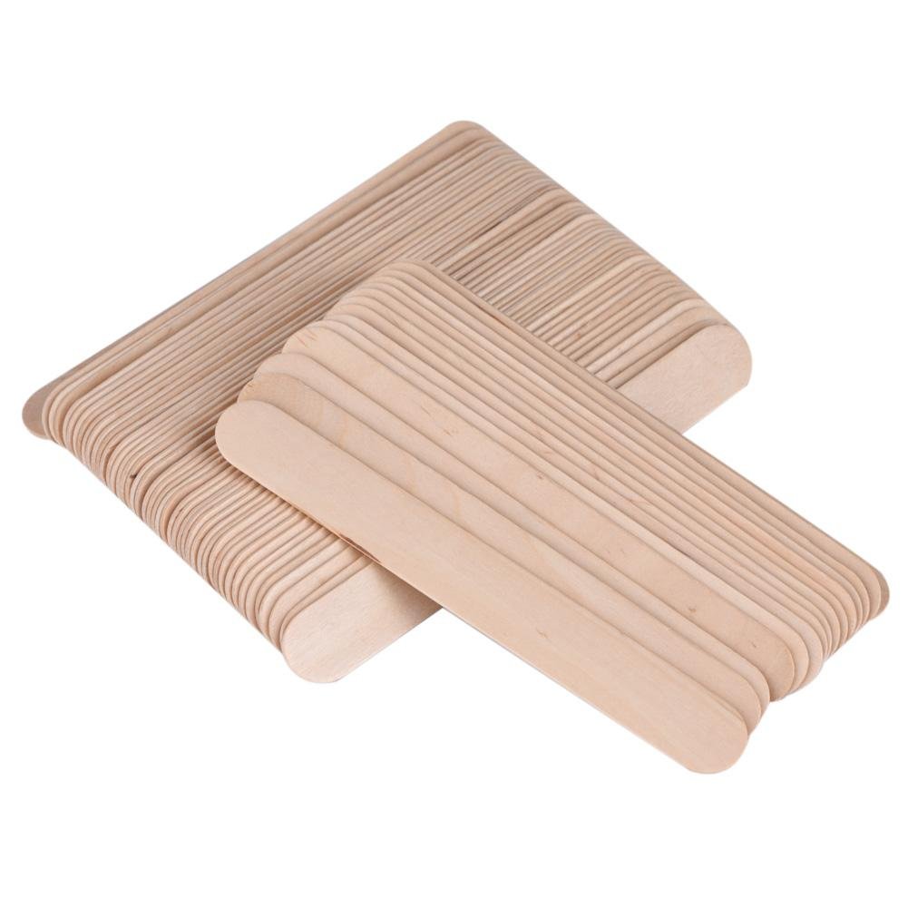 100Pcs Disposable Wooden Waxing Sticks - Wax Spatula Applicator & Tongue Depressor for Hair Removal, DIY Crafts, and Medical Use - Perfect for Salons, Spas, and Home Waxing Kits