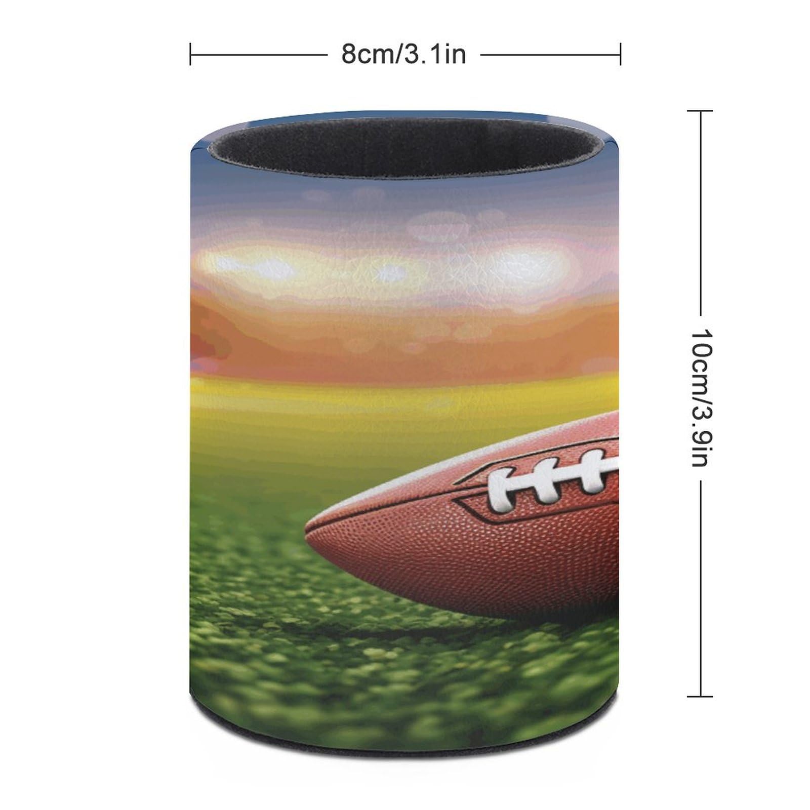 YJWANDO Genuine Leather Pen Holder - Football on Grass Sports Themed Desk Organizer - Premium Leather Pen Cup & Office Desk Accessory - Perfect for Sports Fans, Office & Home Workspace Organization