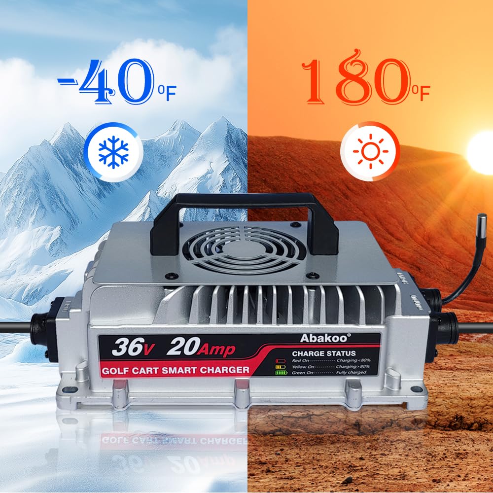 36V 20A Golf Cart Battery Charger for EZGO EZ-GO TXT 96-Up Models - Powerwise Style D-Plug, IP67 Waterproof - Perfect for Golf Courses, Resorts & Personal Use