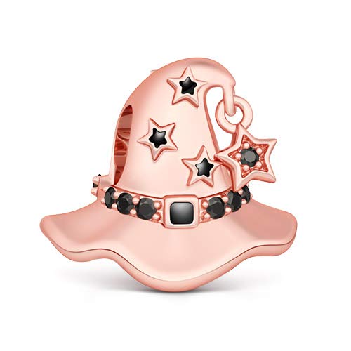 GNOCE 3-Piece Sterling Silver Halloween Charm Set - Pumpkin Lantern & Witch Hat Charms for Jewelry Making, Bracelets & Necklaces | Perfect for DIY Crafts, Halloween Costumes & Party Favors