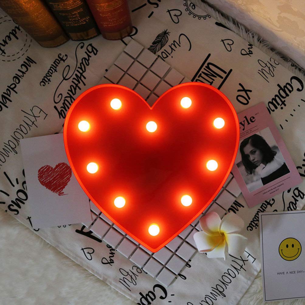 LED Heart Marquee Night Light - Romantic Love Sign for Valentine's Day, Kids Bedroom & Nursery Decor - Wall/Table Light Without Battery (Red) - Perfect for Date Nights, Wedding Proposals & Cozy Bedroom Ambiance