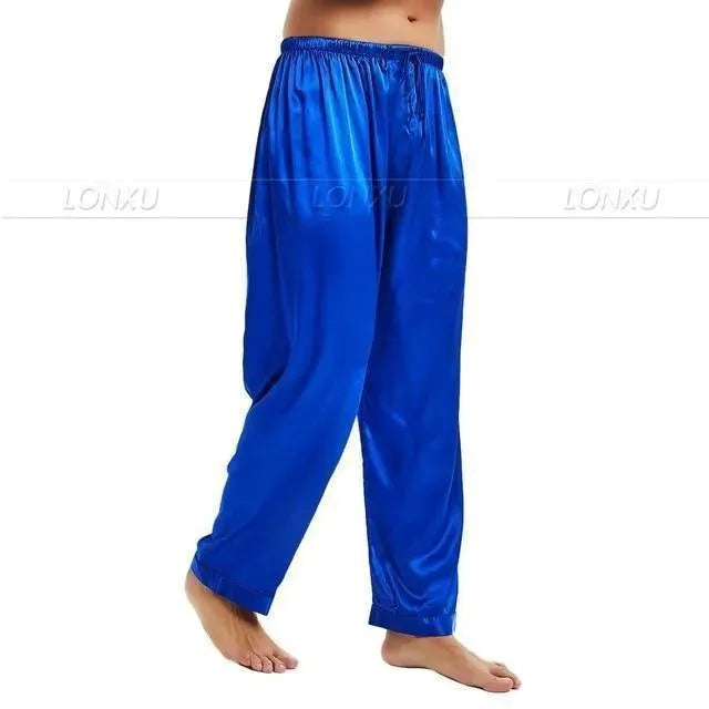 Premium Men's Silk Pajama Pants - Soft & Breathable Sleepwear for Lounge & Travel - Comfortable Nightwear for Relaxation at Home or Hotel Stays