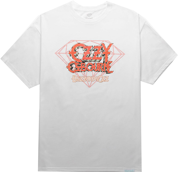 **Ozzy Osbourne Diamond Graphic T-Shirt - Medium, White | Vintage Rock Band Tee for Concerts & Casual Wear**