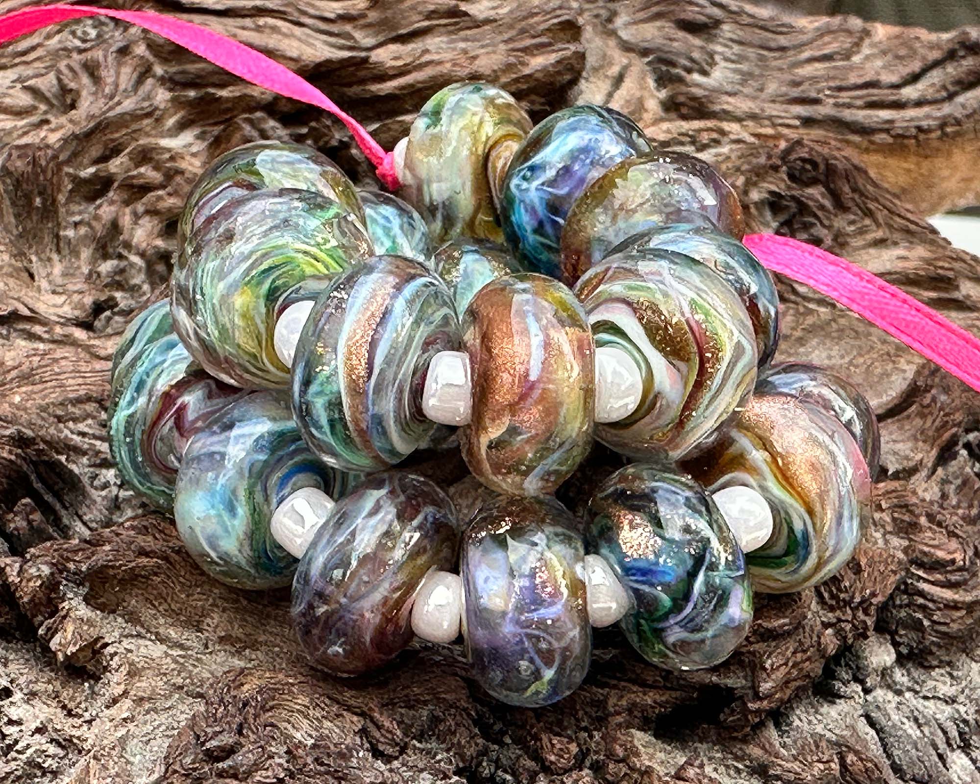25-Piece Rainbow Shimmer Lampwork Glass Beads Set for Jewelry Making - DIY Bracelets, Necklaces & Craft Projects (SRA Certified) - Perfect for Gifts, Home Decor & Creative Arts