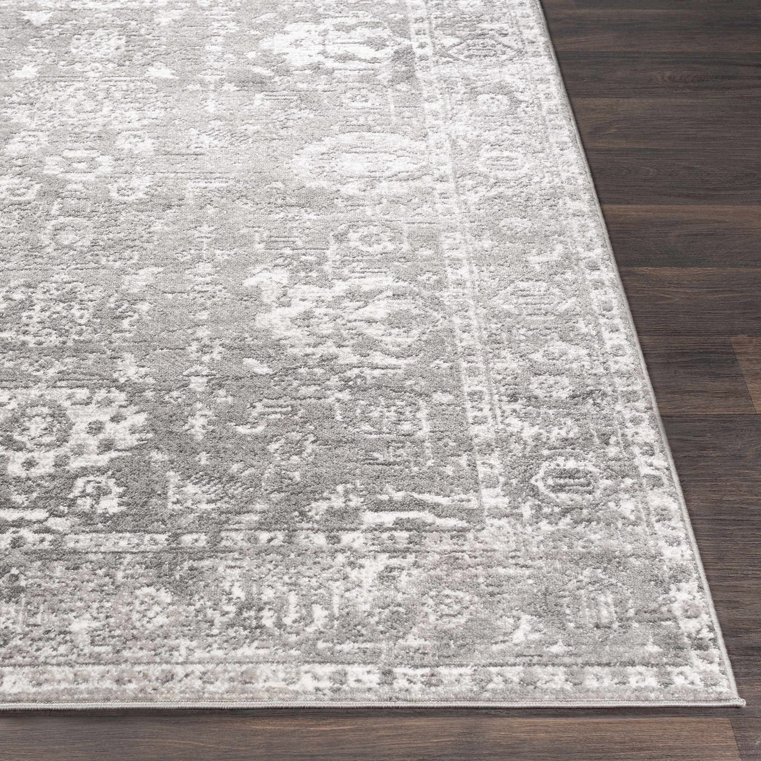 Hauteloom Tripp Transitional Area Rug - Soft Gray and White - 3'11