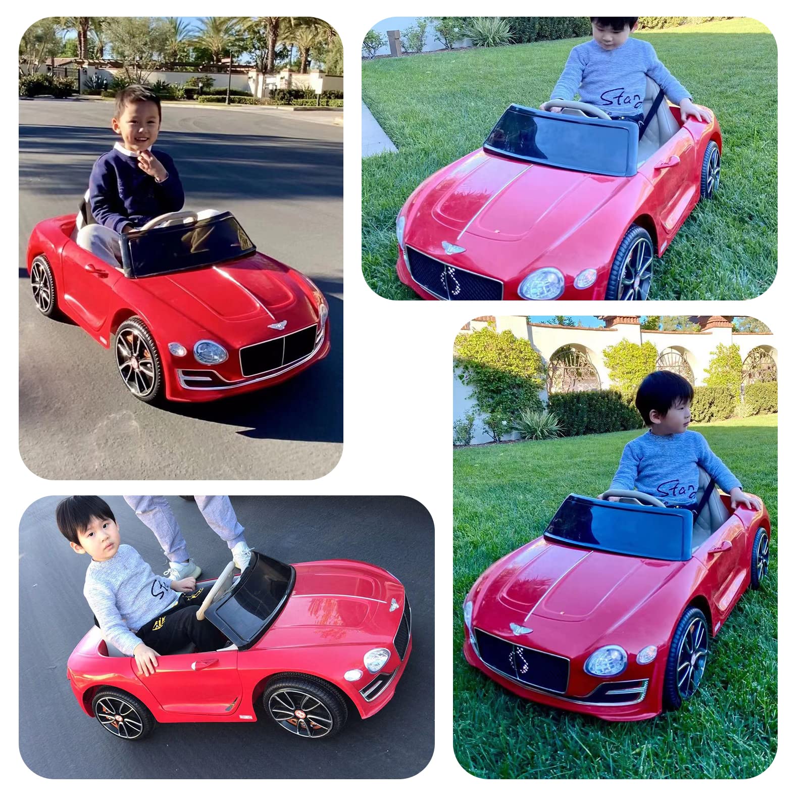 SEHOMY 12V Kids Ride On Car - Bentley Licensed, Remote Control, LED Lights for Ages 3-8 | Outdoor Play & Birthday Gifts