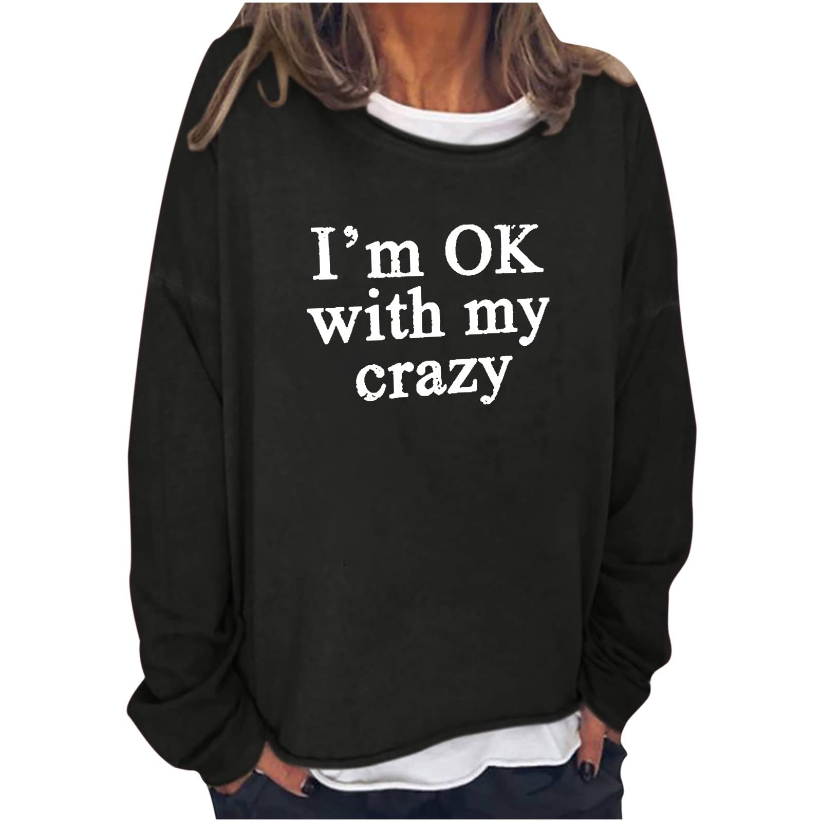 2022 Women's Long Sleeve T-Shirts - Casual Loose Tunic Blouses with Graphic Print | Soft & Comfortable Sweatshirt Tops for Everyday Wear, Work & Lounge