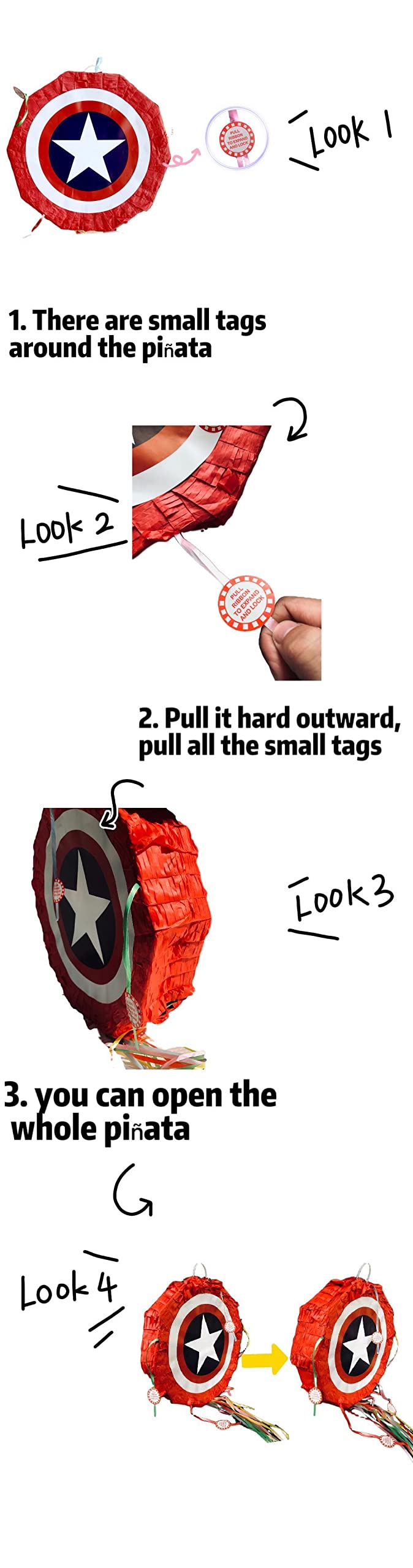 Superhero Shield Pinata for Birthday Parties, Halloween & Christmas - Boys Superhero Theme Party Supplies for Pinata Festival, Kids Celebration & Special Events