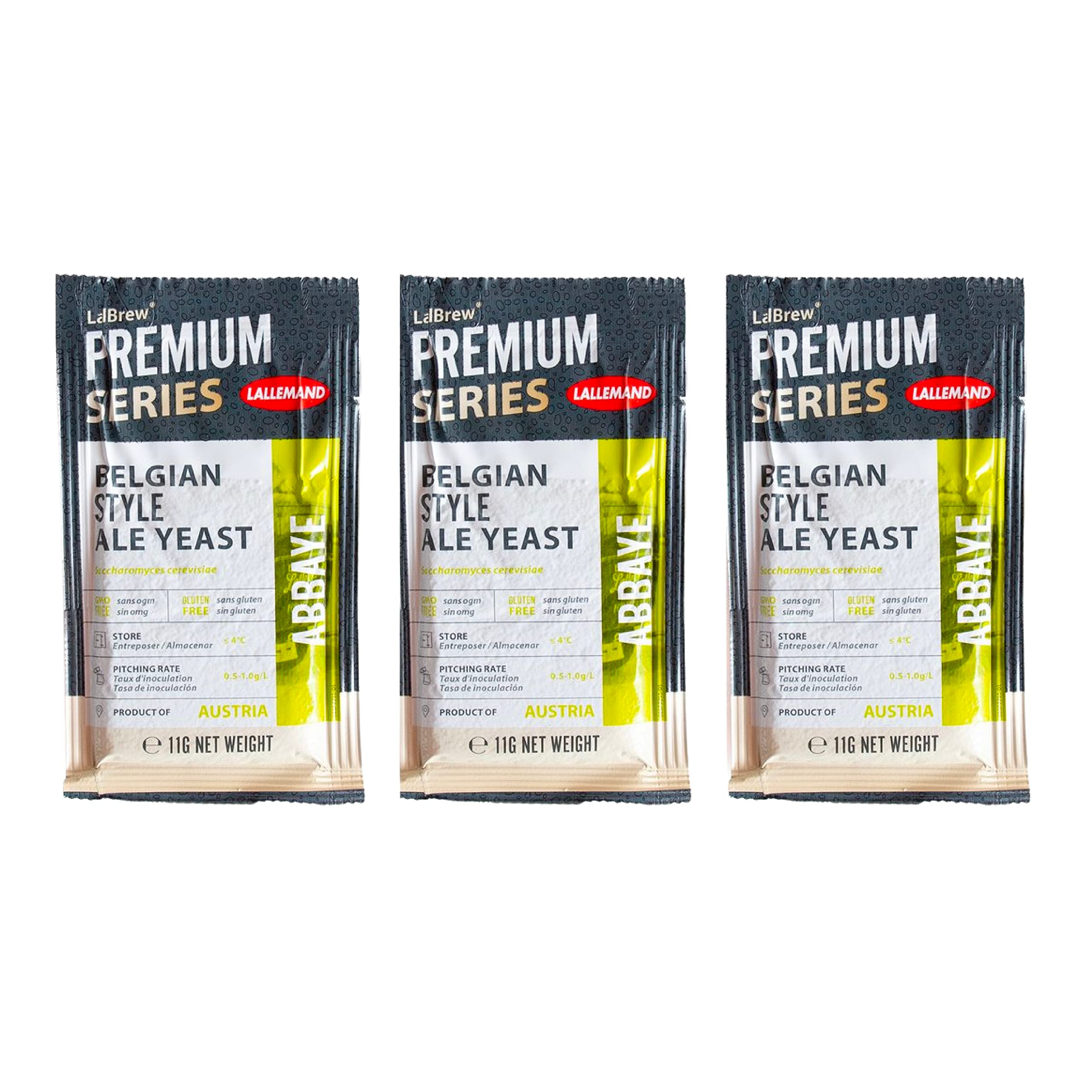 LalBrew Abbaye™ Belgian Ale Dry Yeast - 3 Pack - Premium Belgian Ale Yeast for Craft Blondes, Dubbels, Tripels & Quads - Home Brewing Ingredients & Beer Making Supplies - Perfect for Homebrewers Crafting Authentic Belgian-Style Ales
