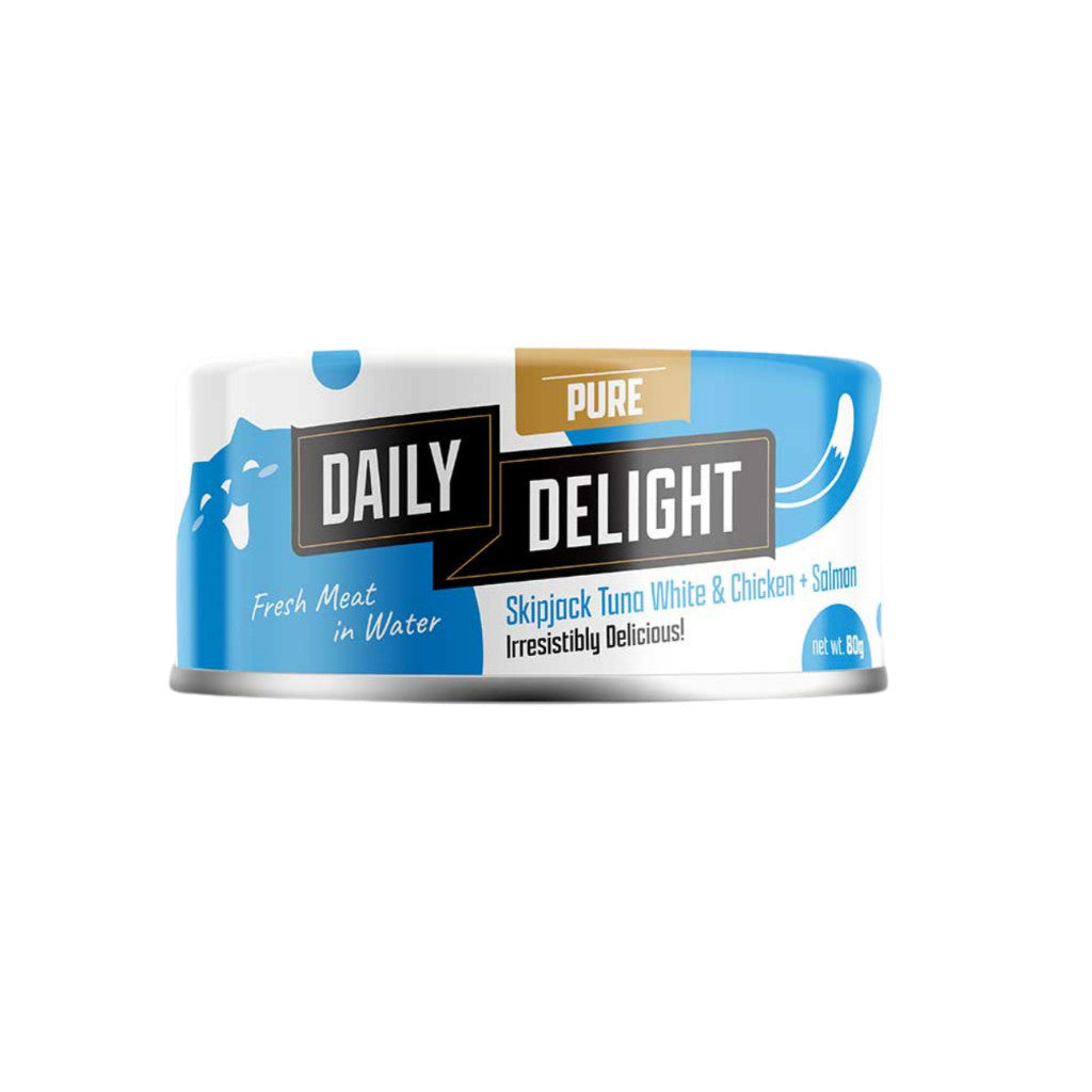 Premium Grain-Free Wet Cat Food - Skipjack, Baby Clam, Shrimp & Salmon Recipe - 80g Easy Digestible Healthy Cat Treat for Kittens & Adult Cats - Perfect for Daily Meals, Weight Management & Picky Eaters
