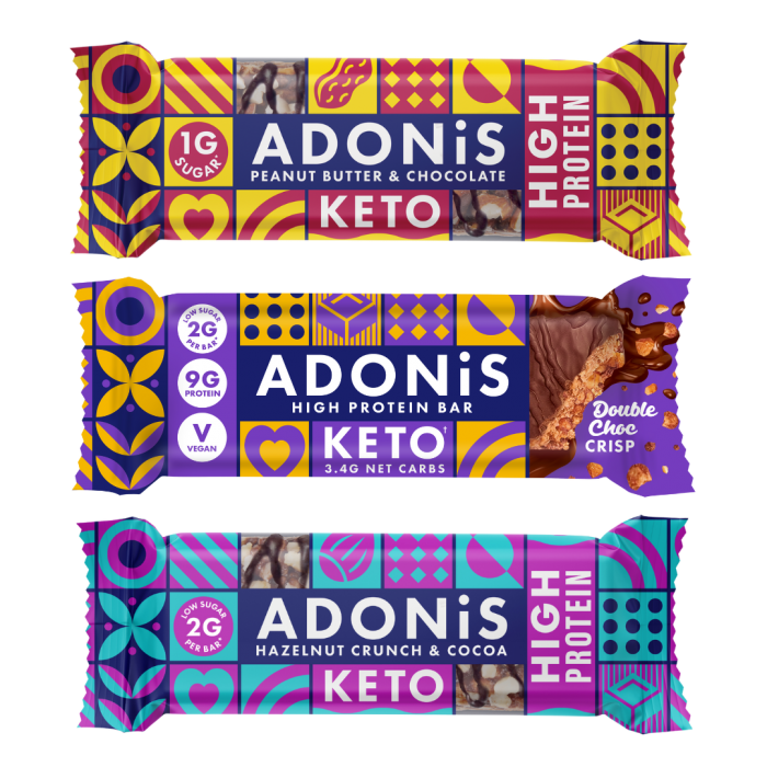 Adonis Foods Keto Protein Bar - Low Carb High Protein Snack (16 Pack, 45g Each) - Perfect for Weight Loss, Keto Diet & On-the-Go Energy