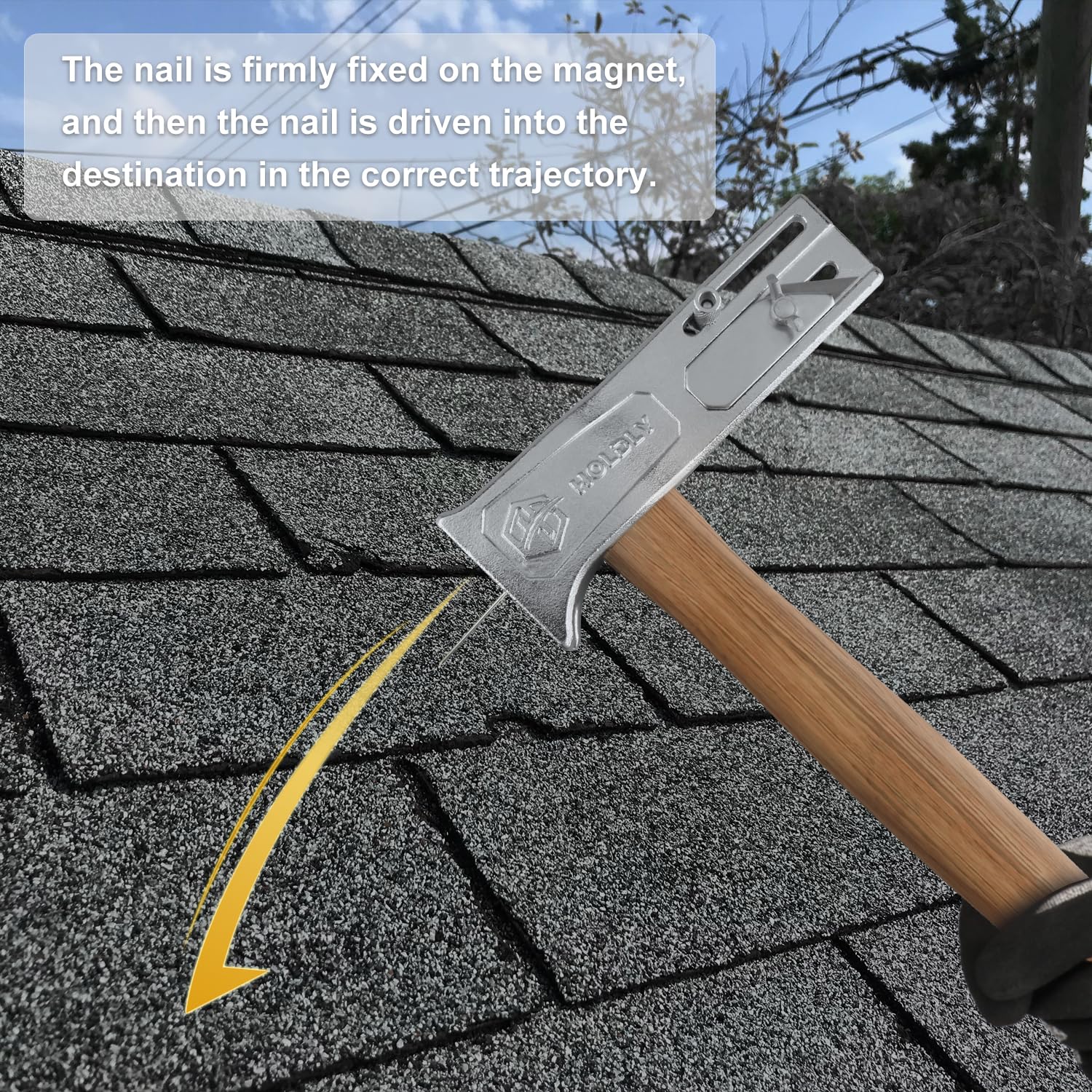 **Magnetic Roofing Hammer - Multifunctional Magnet Roofing Hatchet for Quick Installation of Roofing Nails & Felt - Perfect for Roofers, DIY Projects & Home Repairs**
