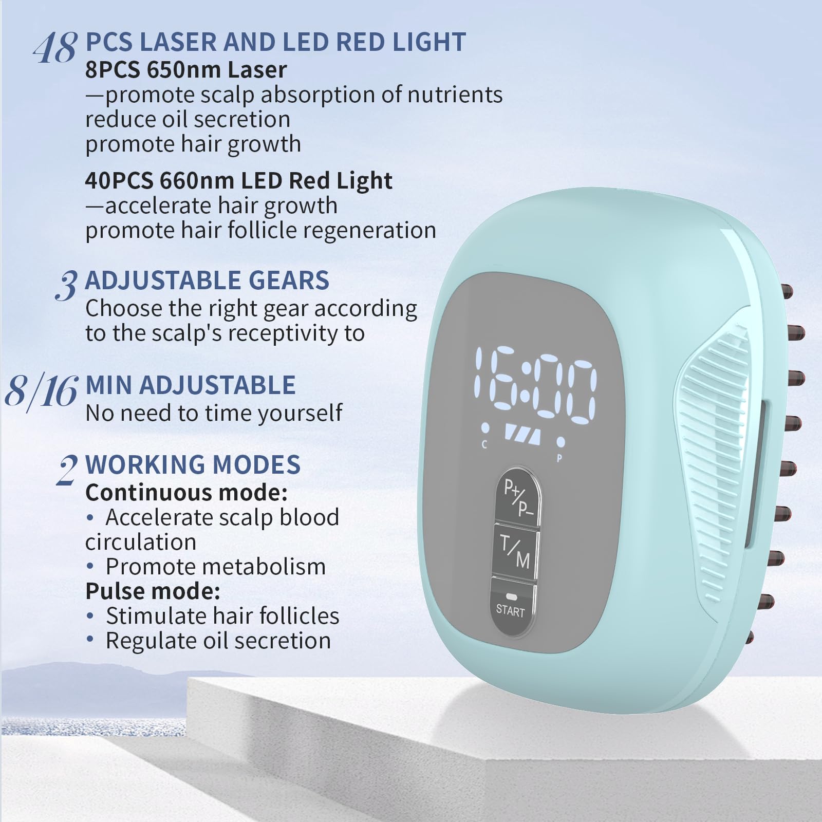Professional Laser Comb for Hair Growth - FDA Cleared Red Light Therapy Device with Medical Grade Lasers | Stimulates Hair Follicles & Reverses Thinning | Perfect for Home Use & Salon Treatments