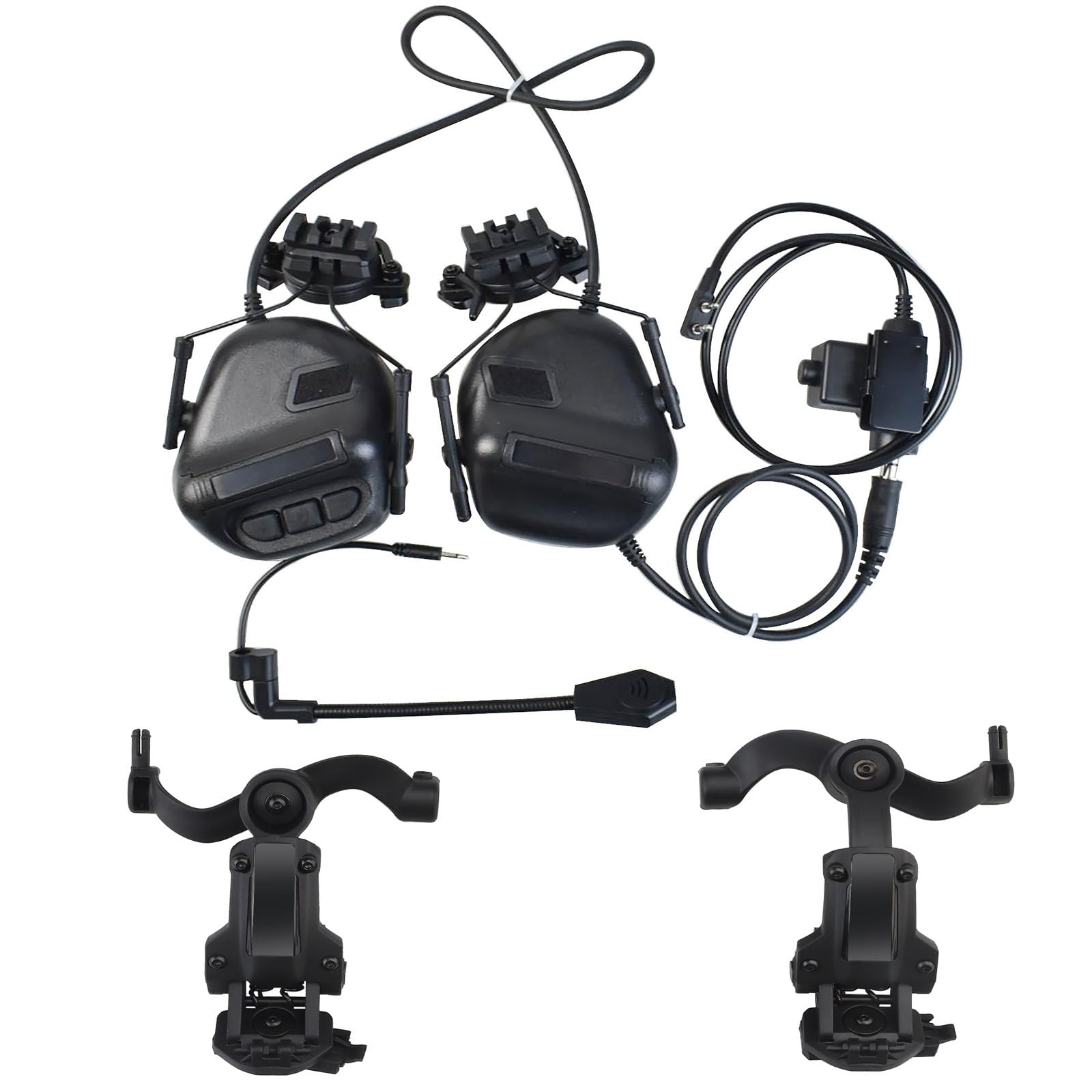 Tactical Shooting Headset with U94 PTT 2pin & ARC Rail Adapter - Noise Cancelling Ear Protection with Clear Sound Pickup | Perfect for Range Training, Hunting & Military Operations