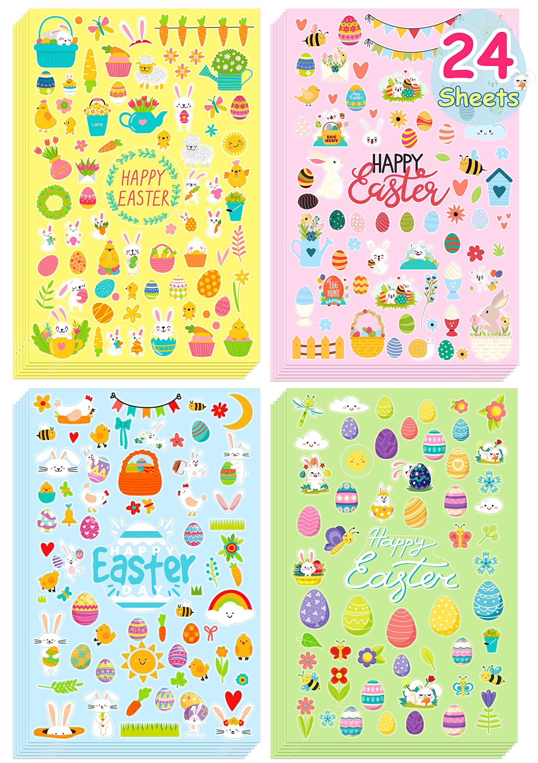 LINAYE 24 Sheets Easter Stickers for Kids - 1800PCS Bulk Assorted Easter Stickers, Easter Basket Stuffers, Party Favors & Gifts for Children (Great for Easter Egg Hunts, Classroom Rewards & Holiday Crafts)