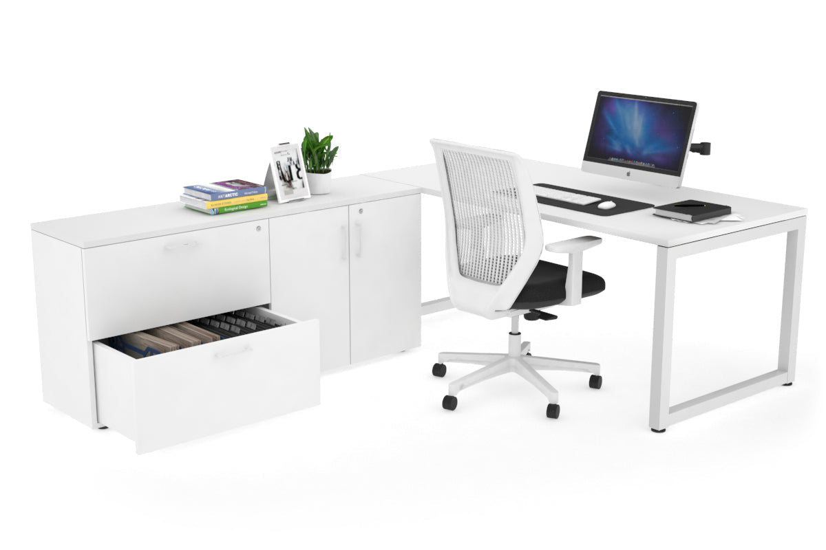 Quadro Loop Executive White Frame Office Chair [1800L x 700W] - Ergonomic Desk Chair for Home & Office Workspace