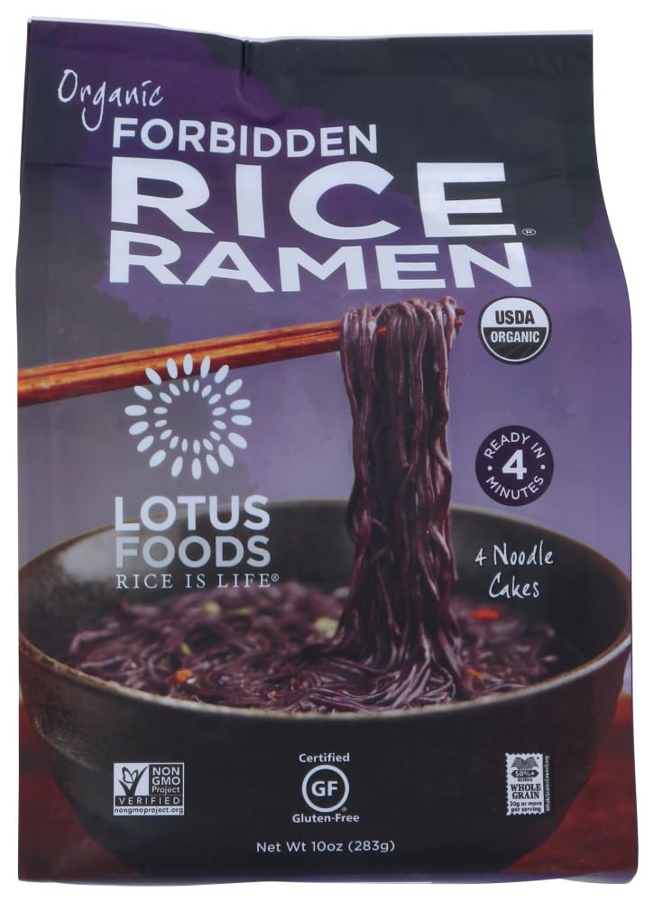 Organic Rice Ramen Noodles by Lotus Foods - Gluten-Free Forbidden Rice Noodles - 10 oz (2-Pack) - Perfect for Vegan, Asian Cuisine & Quick Meals