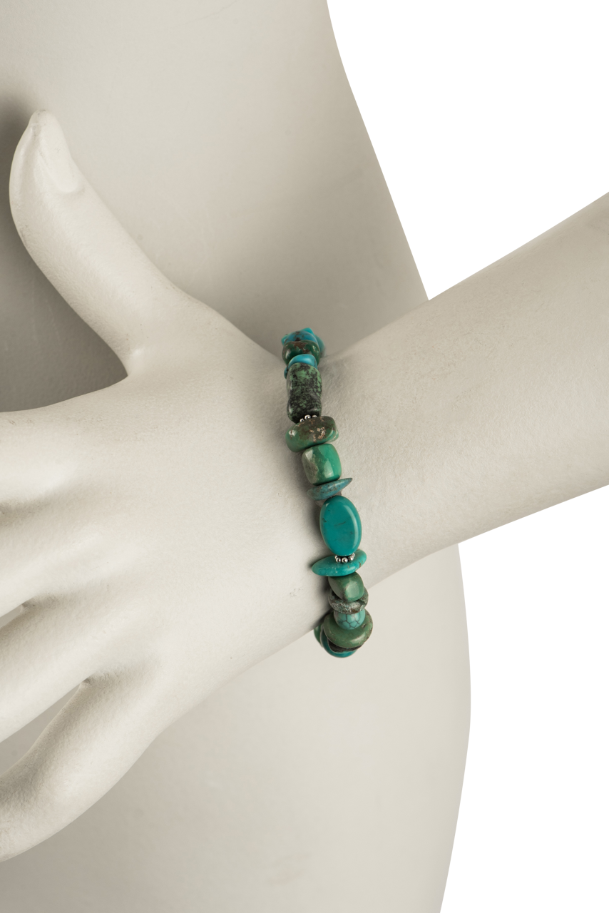 Paige Wallace Turquoise Stone Bangle Bracelet for Women - Handmade Boho Jewelry for Casual & Festival Wear