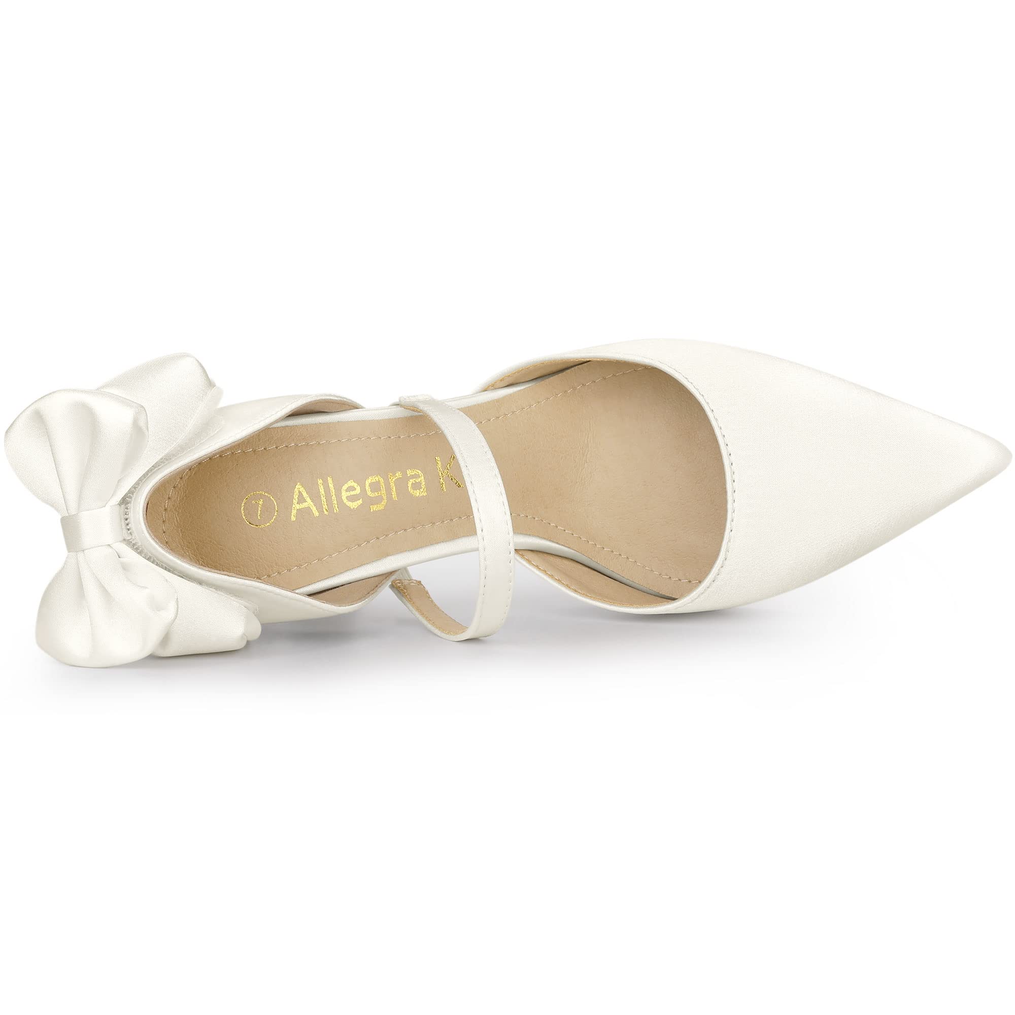 Allegra K Women's Pointed Toe Bow Satin Stiletto Heels Pumps - Elegant Dress Shoes for Parties, Weddings & Evening Events