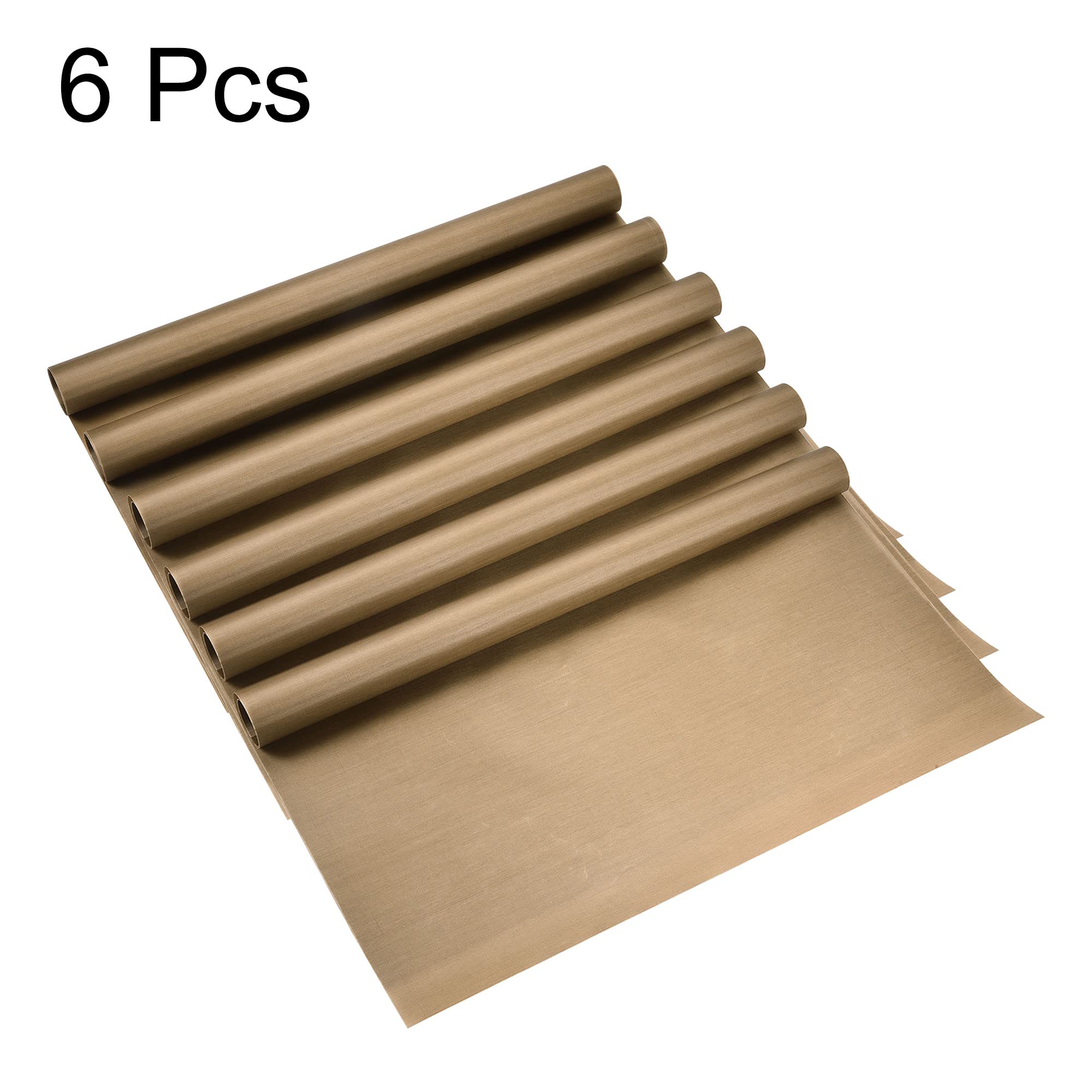 uxcell 40 x 60cm PTFE Non-Stick Heat Resistant Sheet - Reusable Craft Mat for Baking, Ironing & DIY Projects (Brown, 6pcs)