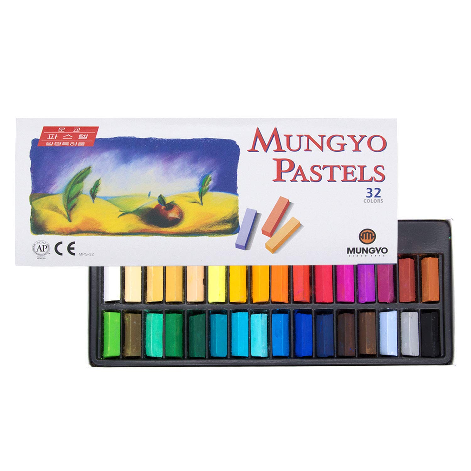 Non-Toxic MUNGYO Square Chalk Soft Pastel Set - 32 Vibrant Colors for Artists, Students & DIY Craft Projects - Perfect for Drawing, Sketching & Classroom Use