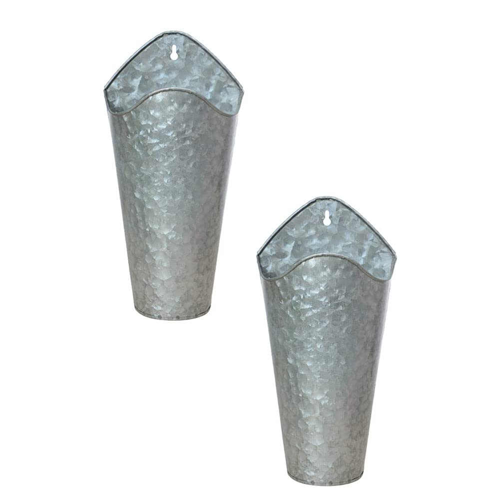 DOITOOL 2 Pack Metal Wall Mounted Flower Pots - Farmhouse Style Hanging Wall Planter for Succulents, Flowers, Herbs - Rustic Home Wall Decor for Living Room, Bedroom, Kitchen & Outdoor Garden