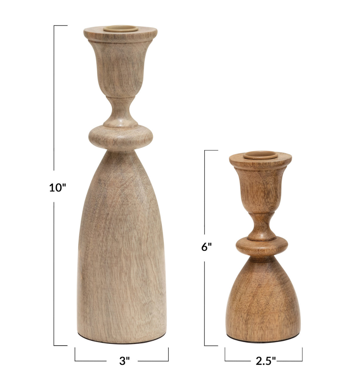 Handcrafted Mango Wood Taper Candle Holder Set - Natural Rustic Home Decor for Dining Table, Wedding Centerpiece & Boho Style Room Decor