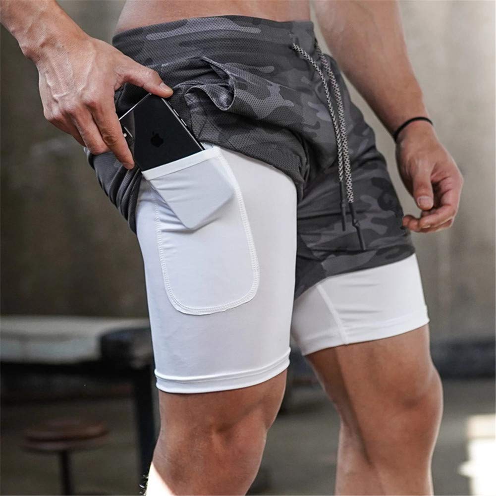 HARGLESMAN Men's 2-in-1 Running Shorts with Phone Pocket - Quick Dry Gym Workout Shorts for Men - Perfect for Jogging, Training & Outdoor Activities
