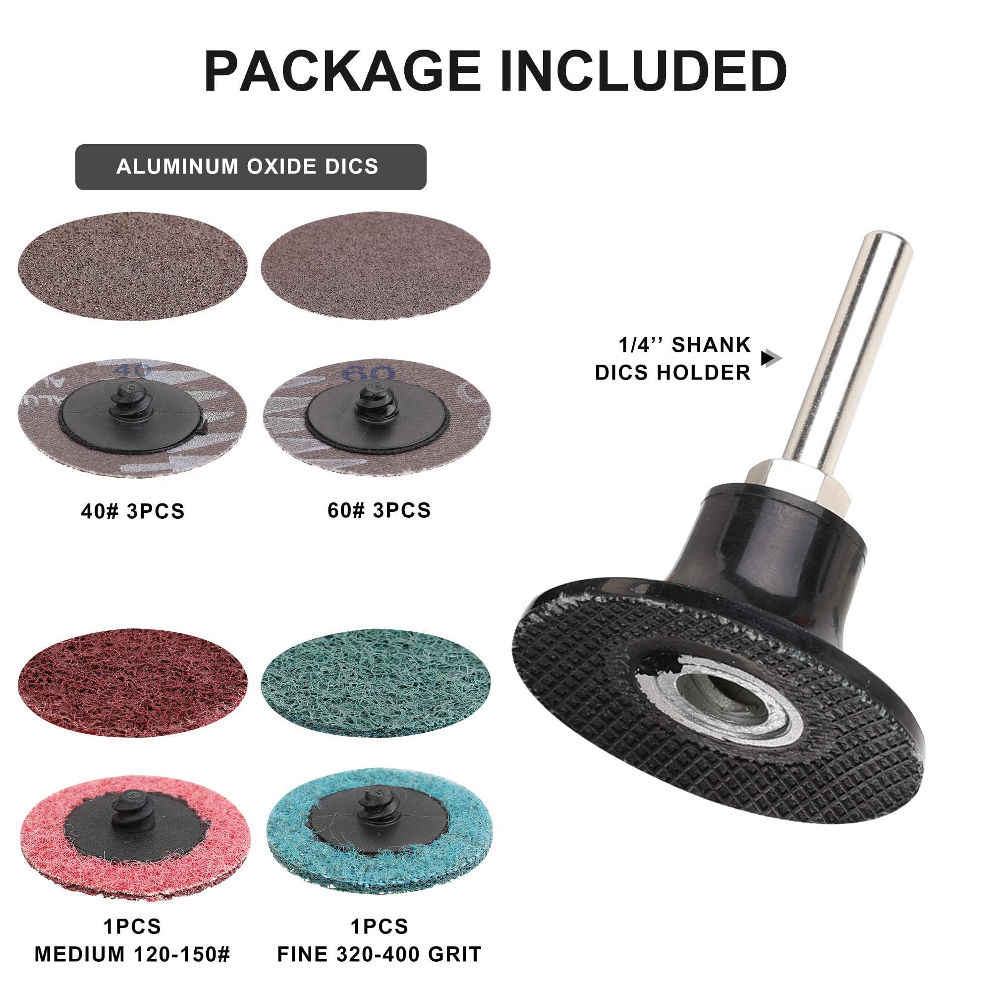 10 Pcs 2-Inch Roll Lock Sanding Discs Set with 1/4