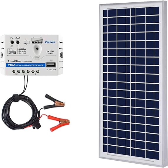 Acopower 35W 12V Solar Panel Charger Kit with 5A Charge Controller & Alligator Clips - Portable Solar Power for RV, Boat, Camping & Outdoor Adventures