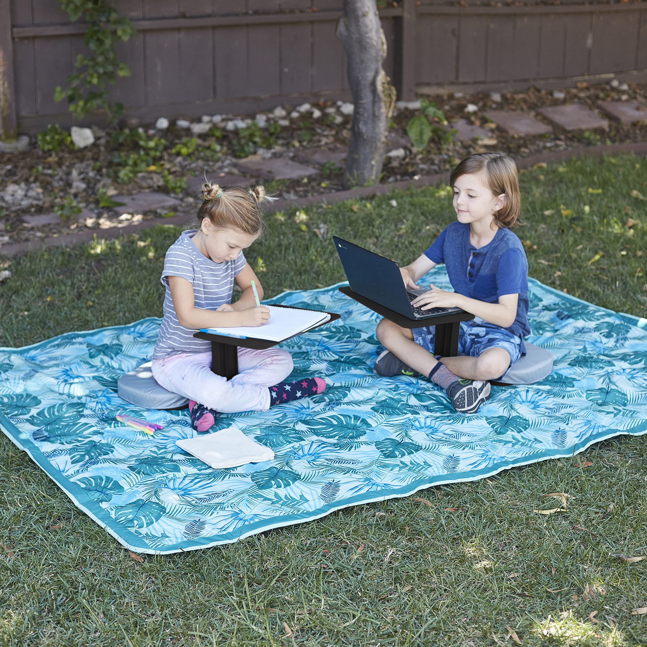 ECR4Kids The Surf Portable Lap Desk - Lightweight & Adjustable Study Table for Kids & Adults - Perfect for Home, Office, School & Travel - Flexible Seating Black Workstation