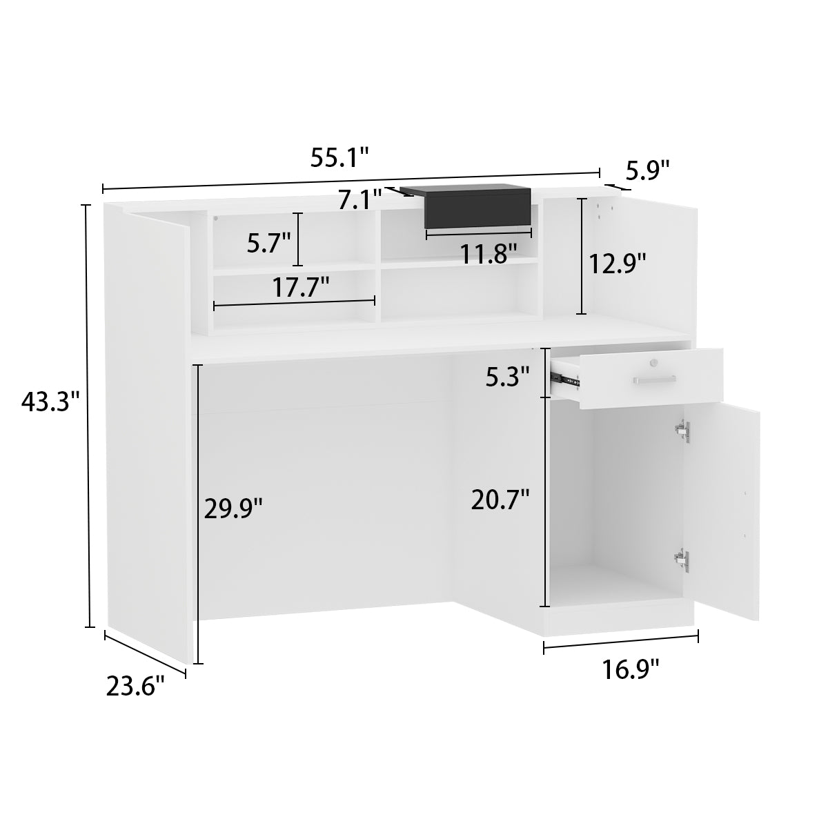 Modern Reception Counter Desk with Lockable Storage Cabinet - Office Furniture for Professional Workspaces & Waiting Areas