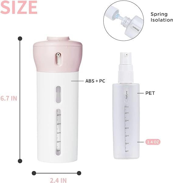 Stuber 4-in-1 Leak Proof Travel Bottle Set - TSA Approved Toiletry Containers for Shampoo, Conditioner, Lotion & Sunscreen | Perfect for Airplane Carry-On, Gym, Camping & Vacation (Pink)