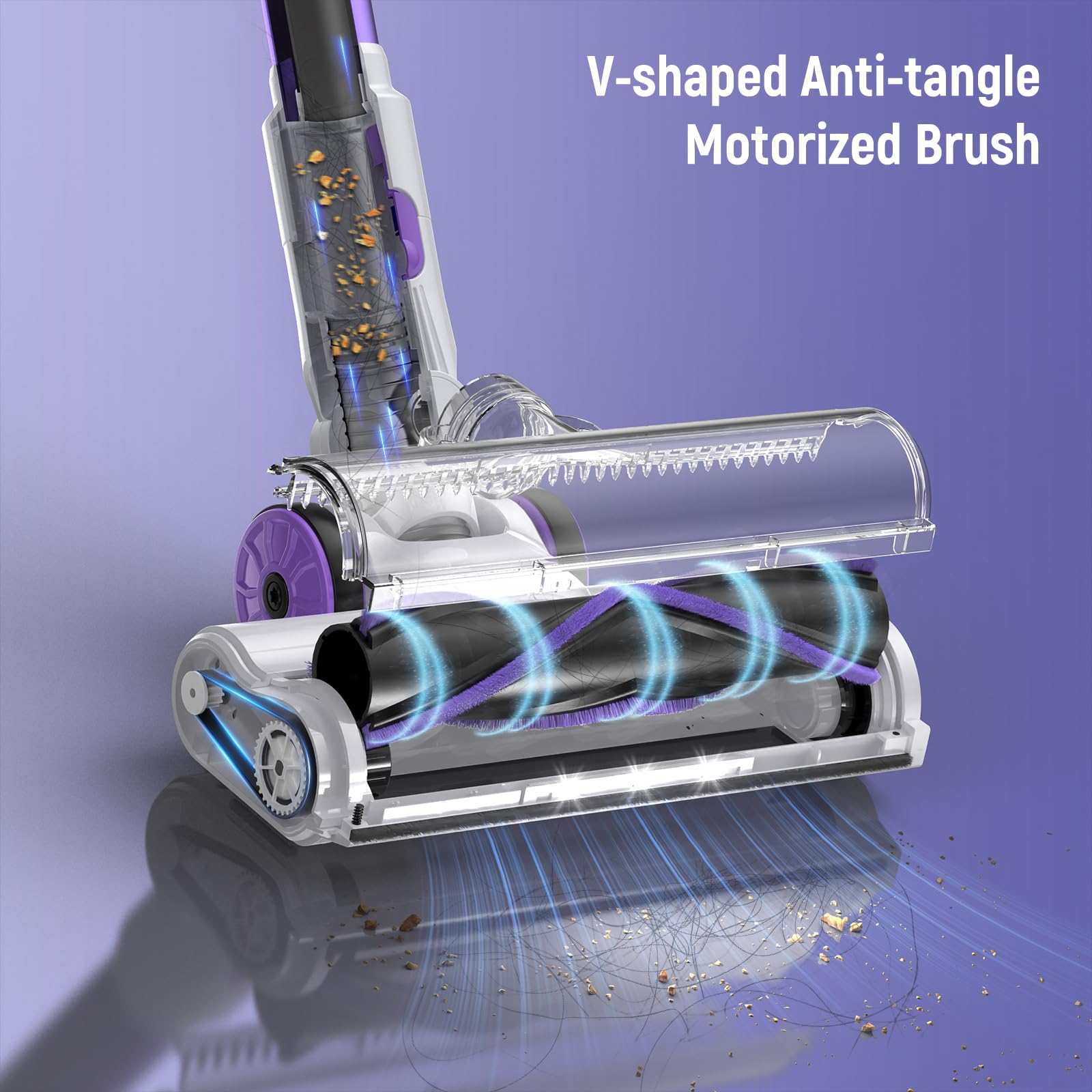 FABULETTA Cordless Vacuum Cleaner - 30Kpa Powerful Suction, 45Min Detachable Battery, 400W Brushless Motor, 6-in-1 Lightweight Stick Vacuum for Hardwood Floors, Carpets & Pet Hair - Perfect for Home Cleaning (Purple) | Ideal for Quick Cleanups, Pet Owners & Allergy Sufferers