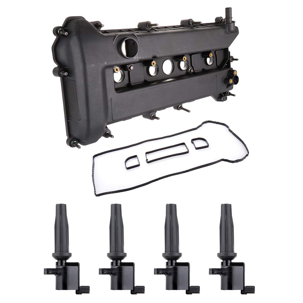 ROADFAR Pack of 4 Ignition Coils Compatible with 2005-2007 Ford Focus - Valve Cover Gasket Kit Replacement - High Performance Engine Parts for Smooth Driving & Maintenance