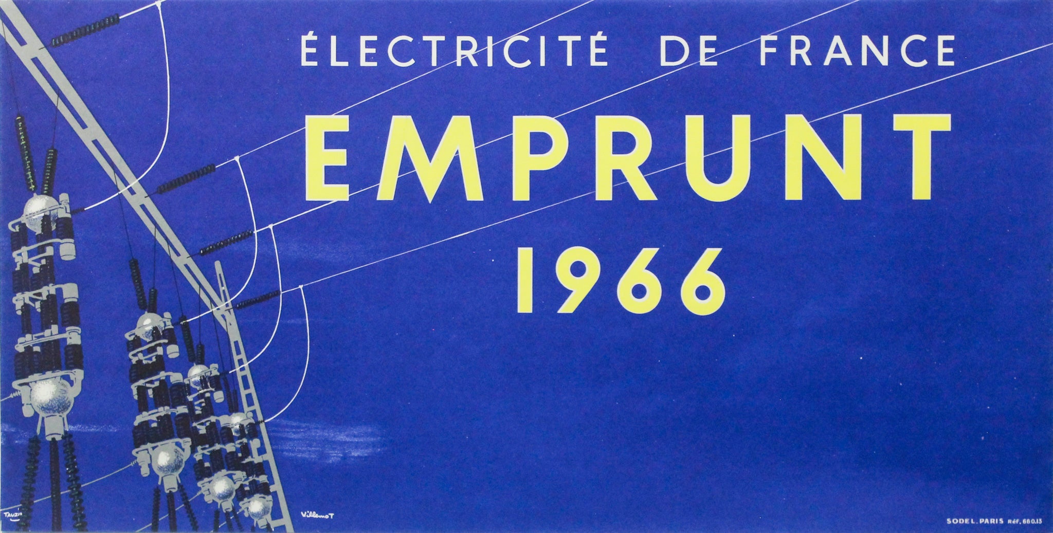 Vintage 1966 Original French Electricity de France Loan Poster by Villemot - Small Size - Perfect for Home Decor, Office Wall Art & Retro Collectibles