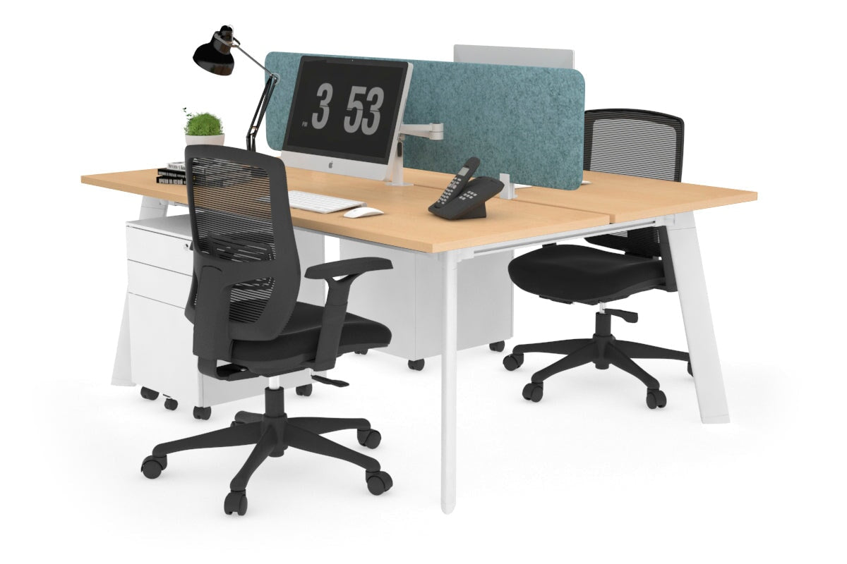 2-Person Workstation with White Frame - 1800L x 700W - Perfect for Office, Home Office, and Collaborative Workspaces