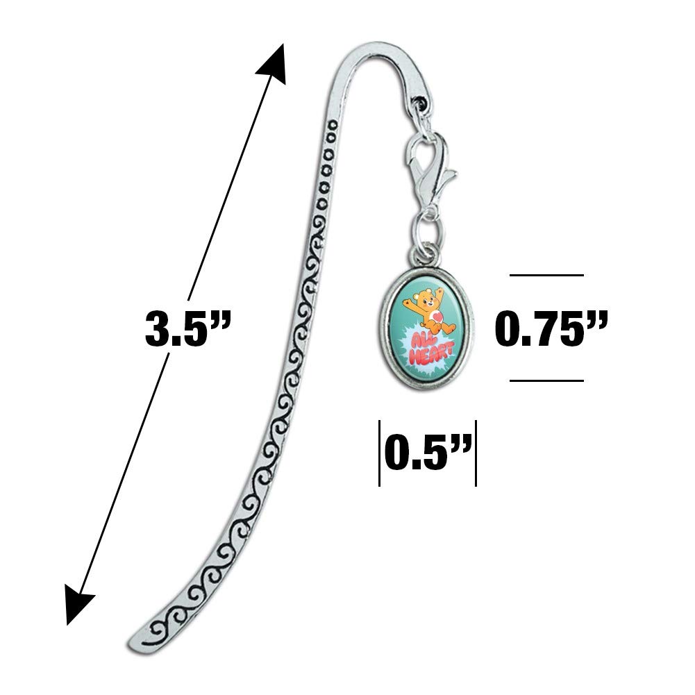 Care Bears Unlock The Magic All Heart Metal Bookmark with Oval Charm - Perfect for Book Lovers, Reading Gifts & Collectibles